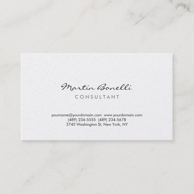 Trendy Modern Simple Consultant Business Card (Front)