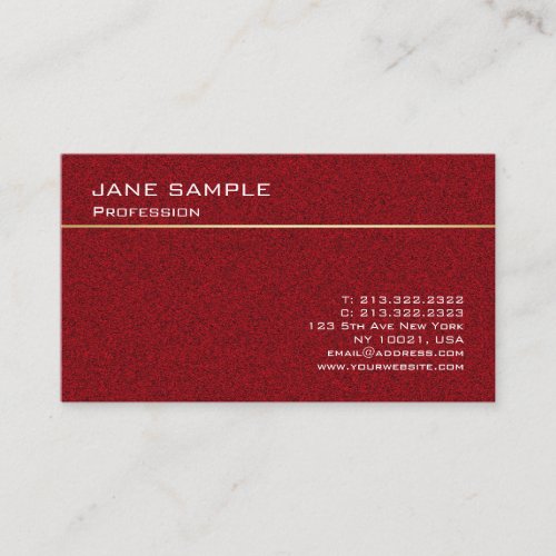 Trendy Modern Simple Design Elegant Dark Red Color Business Card