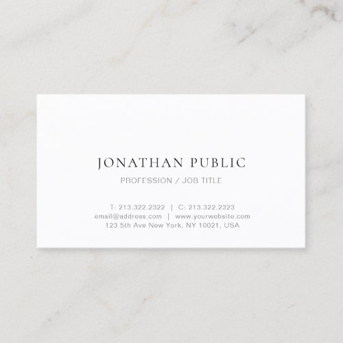 Trendy Modern Simple Design Elegant Template Business Card