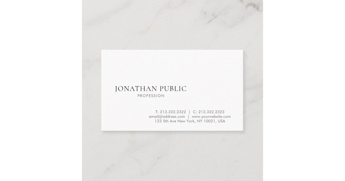 Trendy Modern Simple Design Elegant White Plain Business Card | Zazzle