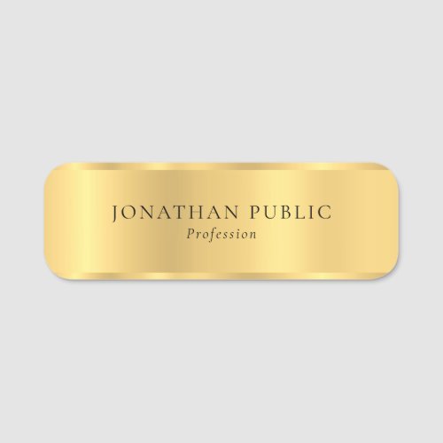 Trendy Modern Simple Design Stylish Gold Template Name Tag