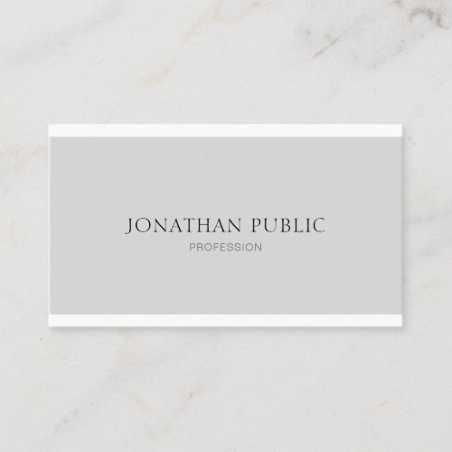 Trendy Modern Simple Elegant Gray White Design Business Card