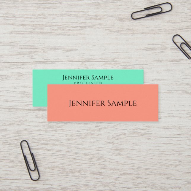 Trendy Modern Simple Elegant Professional Template Mini Business Card (Front/Back In Situ)