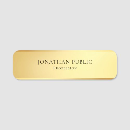 Trendy Modern Simple Glamour Gold Template Chic Name Tag