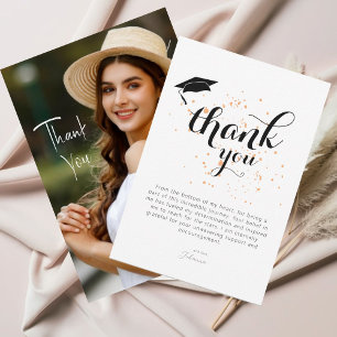 Trendy Modern Simple Photo Graduation Thank You Card