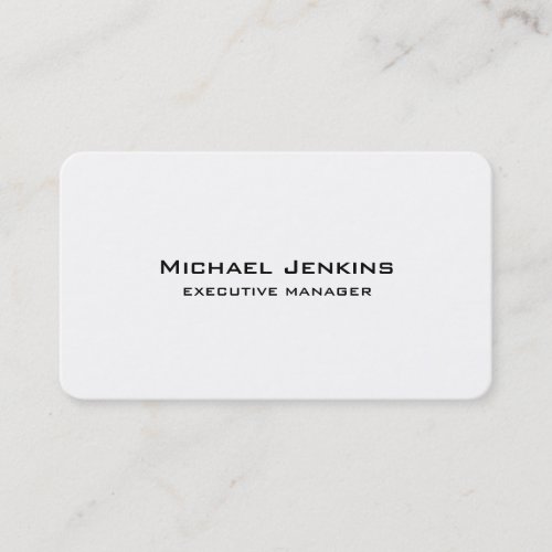 Trendy Modern Simple Plain White Executive Manager Business Card