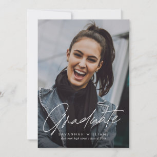 Trendy Modern Simple Script Two Photo Graduation Invitation