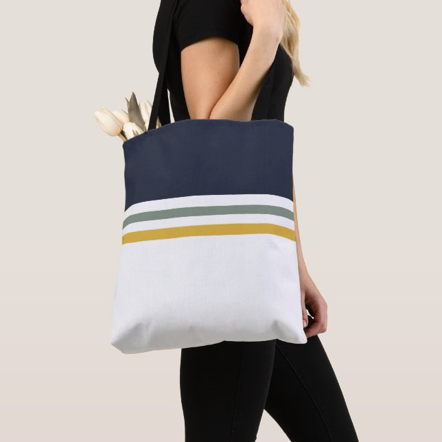 Trendy Modern simple stripes striped Tote Bag (Close Up)