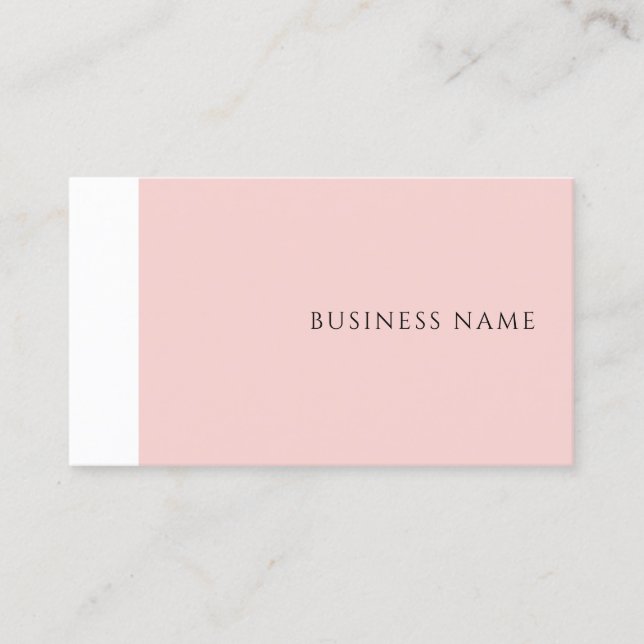 Trendy Modern Simple Template Blush Pink Elegant Business Card (Front)