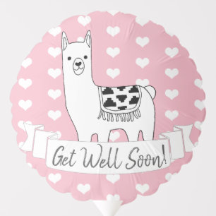 Trendy Modern Sketchy Aztec Llama Get Well Soon Balloon