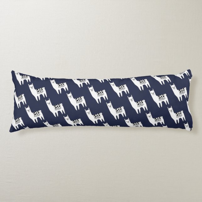 Trendy Modern Sketchy Aztec Llamas Body Pillow (Front)