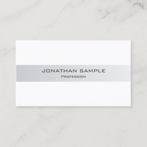 Trendy Modern Sleek Creative Silver White Plain Business Card