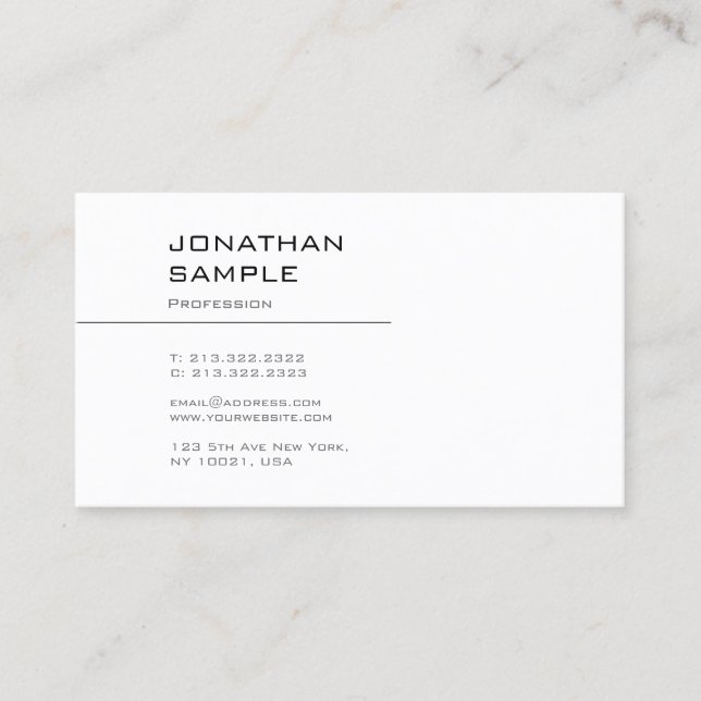 Trendy Modern Sleek Graphic Design Elegant Plain Business Card (Front)