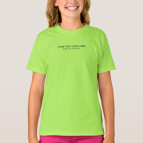 Trendy Modern Small Font Template Girls Lime Green T_Shirt