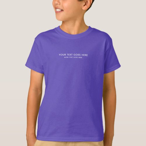 Trendy Modern Small Font Text Kids Boys Purple T_Shirt