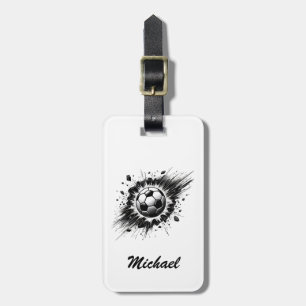 Trendy Modern Soccer Ball Breaking Wall Football Luggage Tag