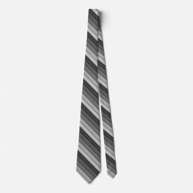 Trendy Modern Space Gray Stripes Neck Tie (Front)