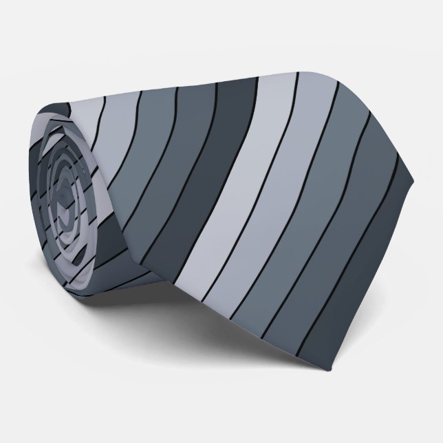 Trendy Modern Space Gray Stripes Neck Tie (Rolled)