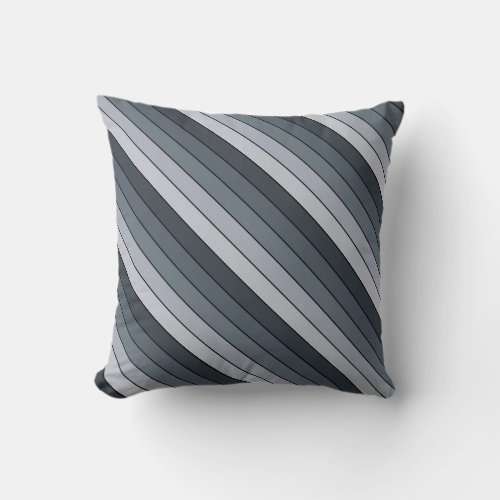 Trendy Modern Space Gray Stripes Throw Pillow