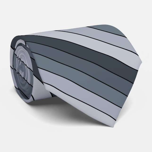 Trendy Modern Space Gray Stripes Tie (Rolled)