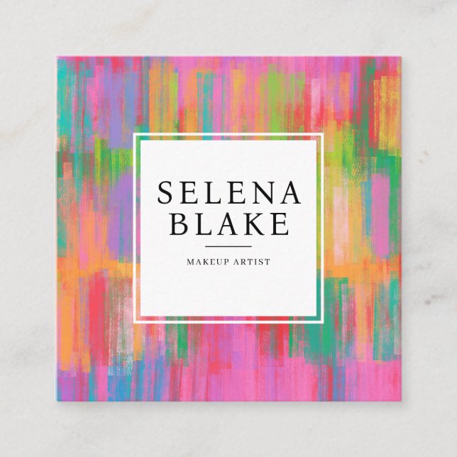 Trendy Modern Square Design with QR Code – Unique  Business Card (Front)