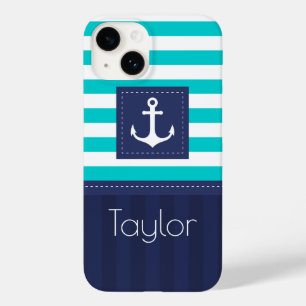 Trendy Modern Striped Nautical Design Custom Case- Case-Mate iPhone 14 Case