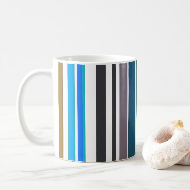 Trendy Modern Stripes Coffee Mug (With Donut)