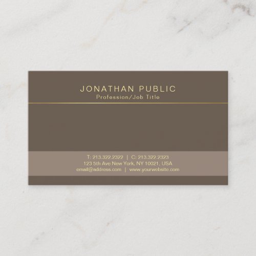 Trendy Modern Stylish Brown Combination Plain Business Card