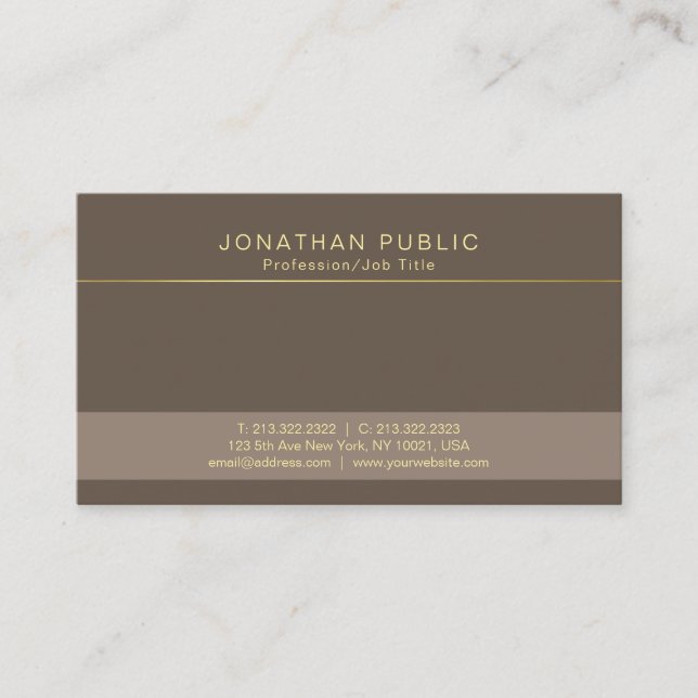 Trendy Modern Stylish Brown Combination Plain Business Card (Front)