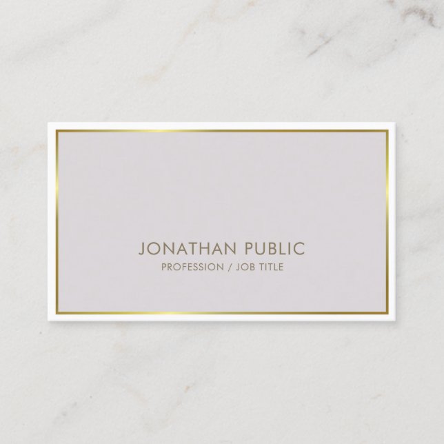Trendy Modern Stylish Color Gold Plain Luxury Business Card (Front)