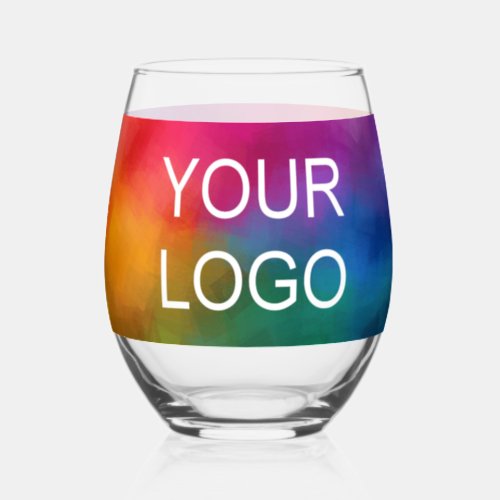 Trendy Modern Stylish Custom Template Company Logo Stemless Wine Glass