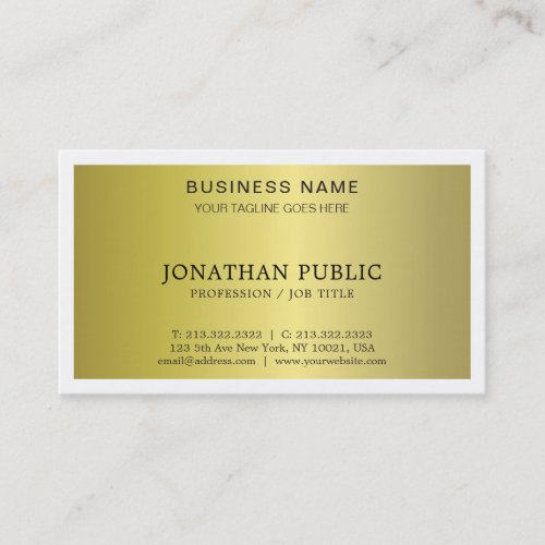 Trendy Modern Stylish Glamour Gold Look Plain Luxe Business Card