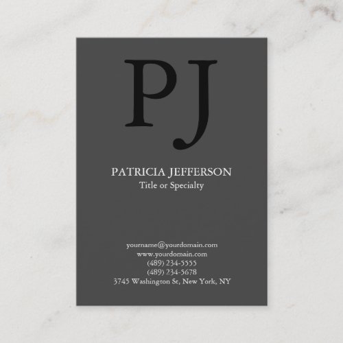 Trendy modern stylish gray black monogram business card