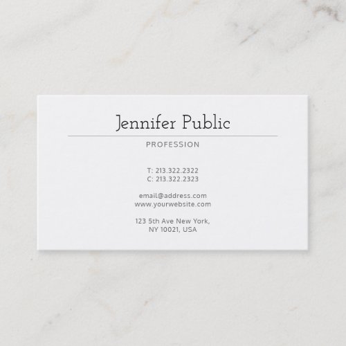 Trendy Modern Stylish Minimalist Design Plain Business Card