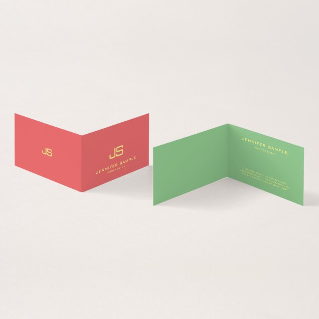 Trendy Modern Stylish Monogram Book Fold Best Business Card (Inside and Outside)