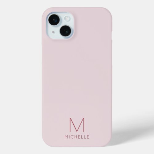 Trendy Modern Stylish Monogram Template Rose Gold iPhone 15 Plus Case