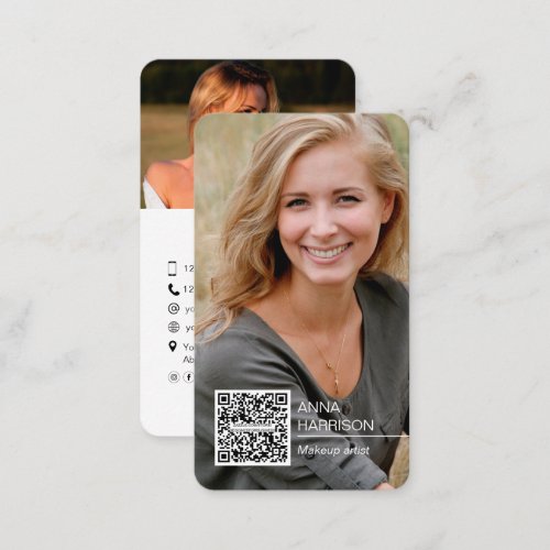 Trendy Modern Stylish QR code photo  Business Card