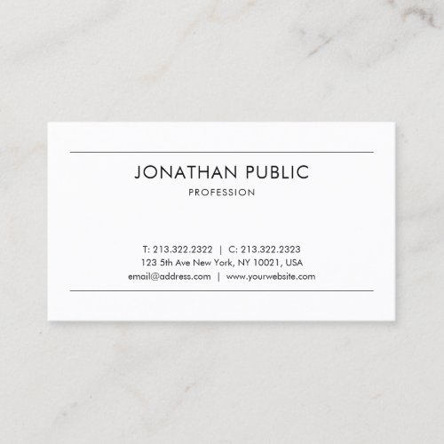 Trendy Modern Stylish Simple Graphic Design Chic Business Card