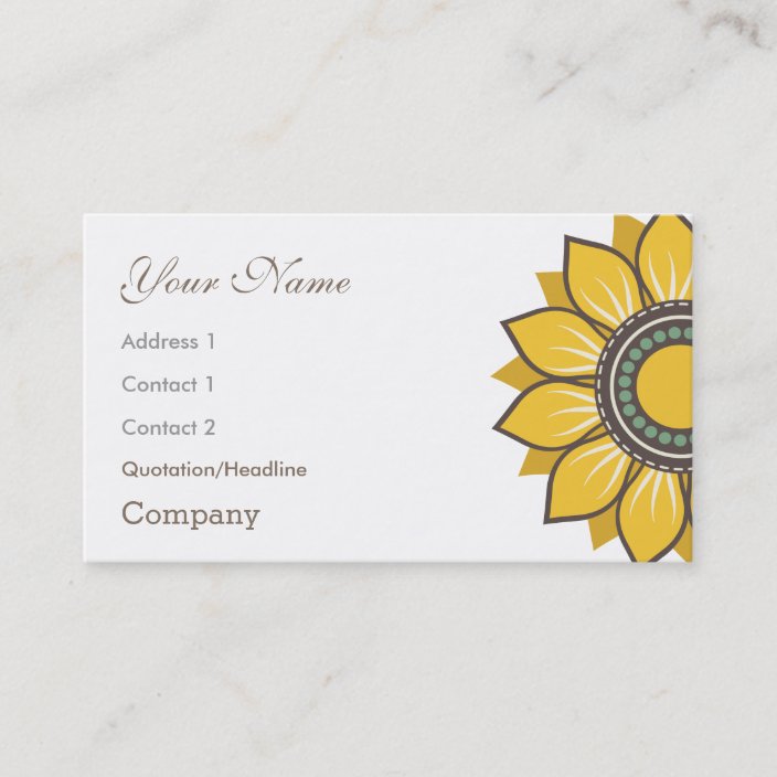 Trendy Modern Sunflower Floral Design Business Card