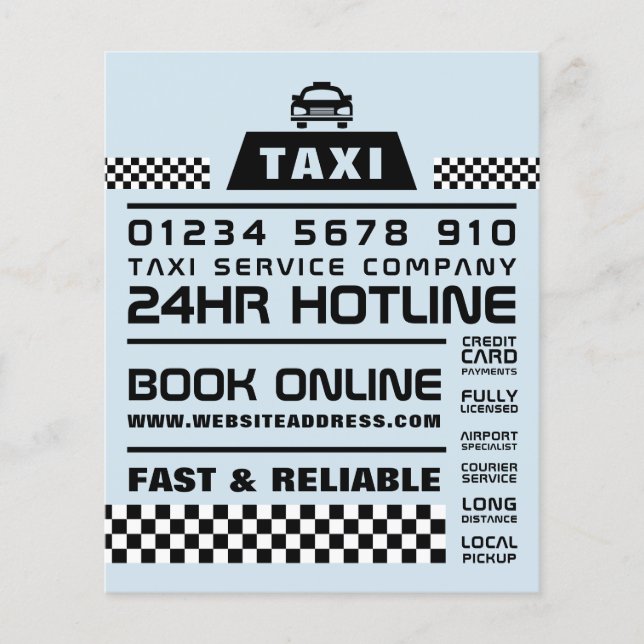 Trendy & Modern, Taxi Cab Firm with Price List Flyer (Front)