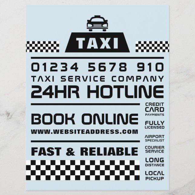 Trendy & Modern, Taxi Cab Firm with Price List Flyer (Front)