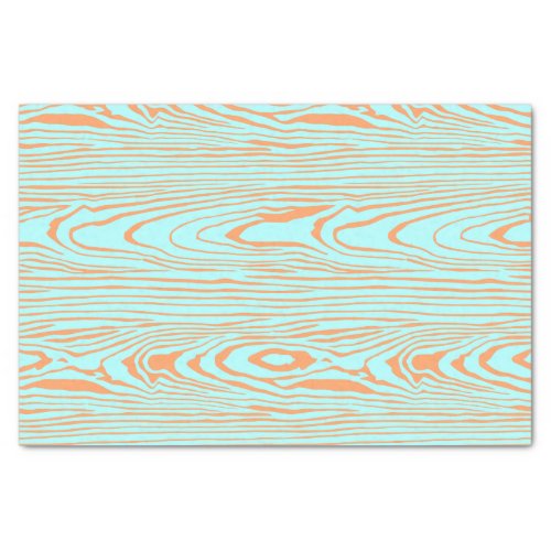 Trendy modern teal orange wood grain pattern tissue paper