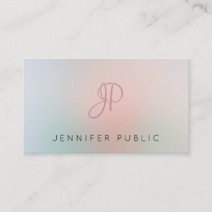 Trendy Modern Template Monogram Elegant Colors Business Card
