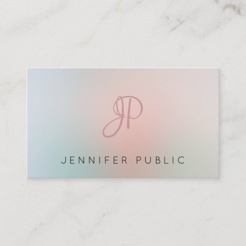 Trendy Modern Template Monogram Elegant Colors Business Card