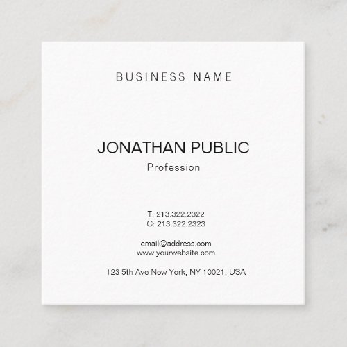 Trendy Modern Template Professional Sophisticated Square Business Card