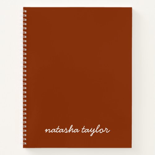 Trendy Modern Terracotta Script Monogram Name Notebook