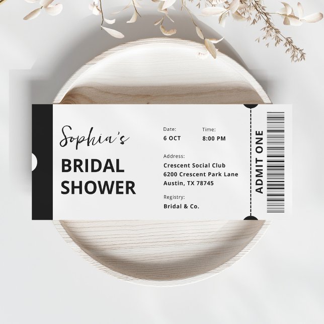 Trendy Modern Ticket Bridal Shower Invitation (Creator Uploaded)