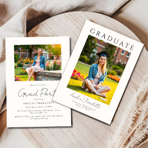 Trendy Modern Two Photo Graduation Party Invitation