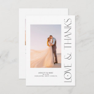 Trendy Modern Type Love & Thanks 2 Photo Wedding Thank You Card