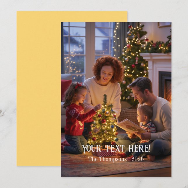 Trendy Modern Typography Family Christmas Photo Holiday Card (Front/Back)